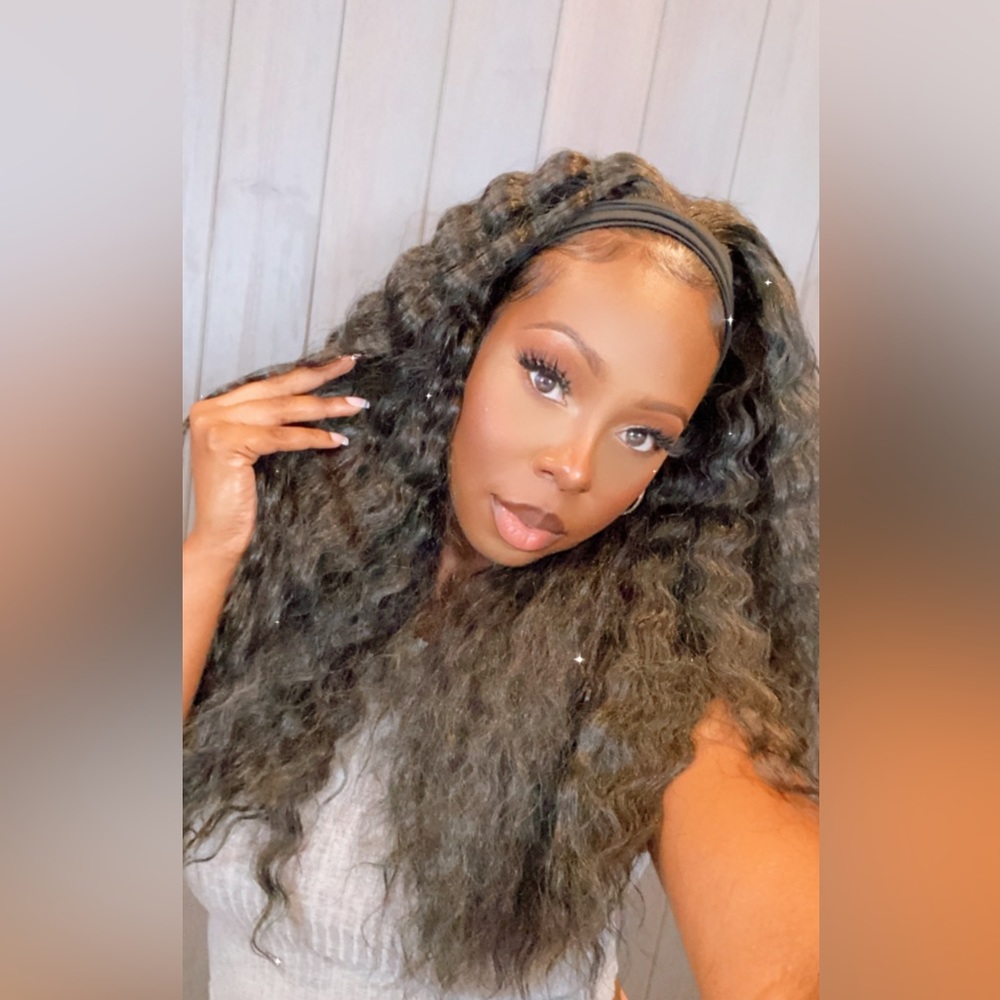 Synthetic Deep Wave Headband Wig